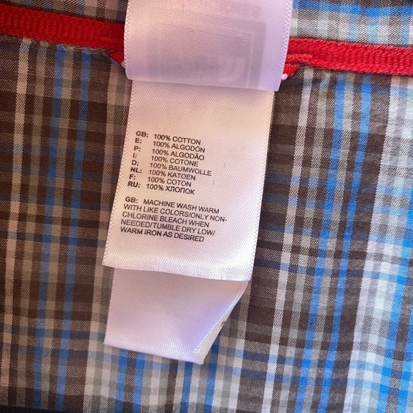 The North Face Mens Large Brown Blue Plaid Collar Button Down Short Sleeve Shirt - Picture 6 of 9